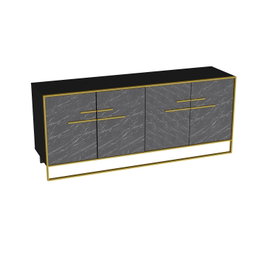 Hanah Home Polka - Black Consola 179.9x75x47.3 cm Tablero Partículas Melaminado Metal Dorado Mármol Moderno